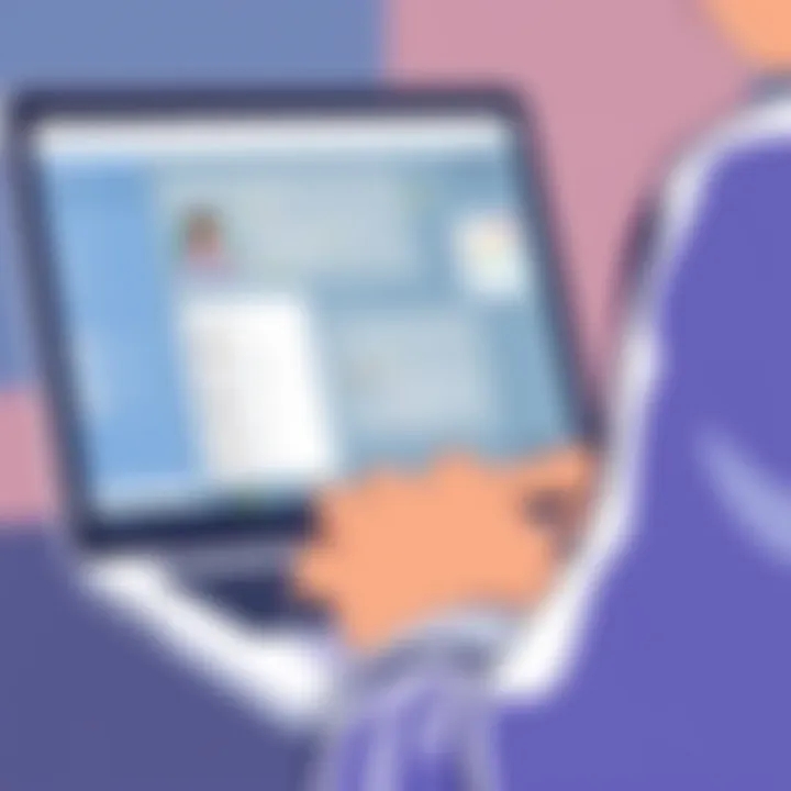 A close-up of a user navigating through a childcare app on a laptop