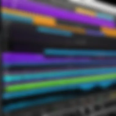 Detailed view of ProTools audio tracks and plugins