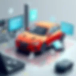 A visual representation of CRM functionalities in the automotive industry