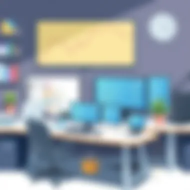 Optimizing Workspaces with Communication Tools Entrepreneur's workspace with communication tools