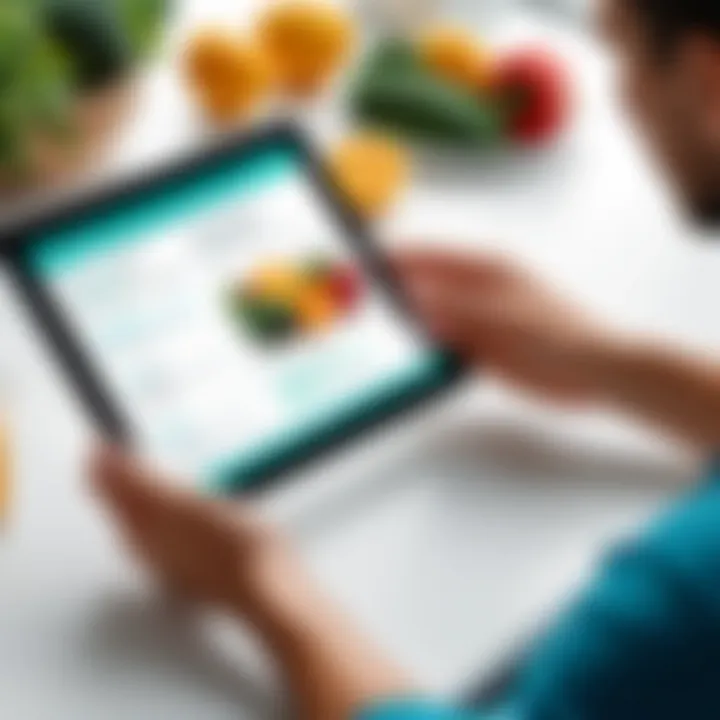 User engaging with a nutrition application on a tablet