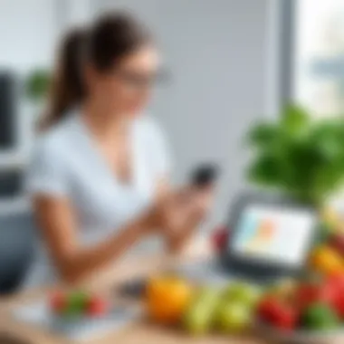 A nutritionist conducting a virtual consultation through an app