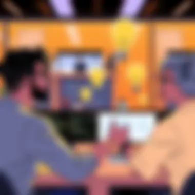 An employee sharing ideas in a group