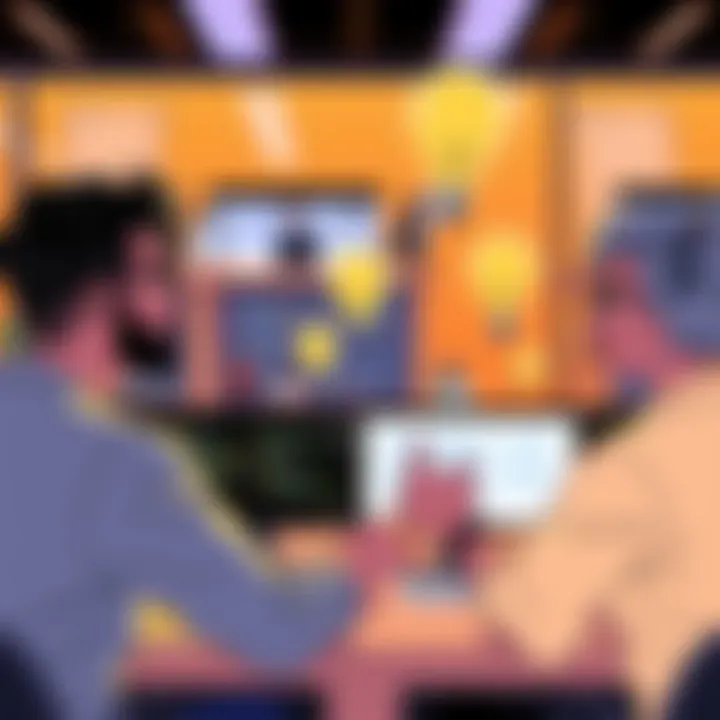 An employee sharing ideas in a group