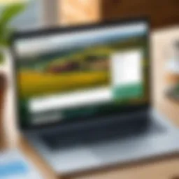 Overview of small farm accounting software on a laptop