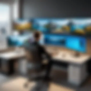 An innovative workspace showcasing remote desktop technology