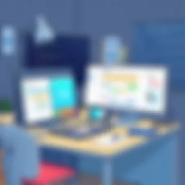 A workspace featuring both digital and physical planning tools