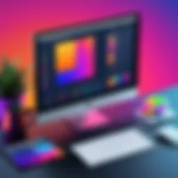 A visually striking interface of a popular graphic design software showcasing vibrant colors and tools.