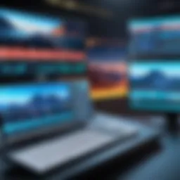 Dynamic interface of live streaming software displaying multi-camera angles