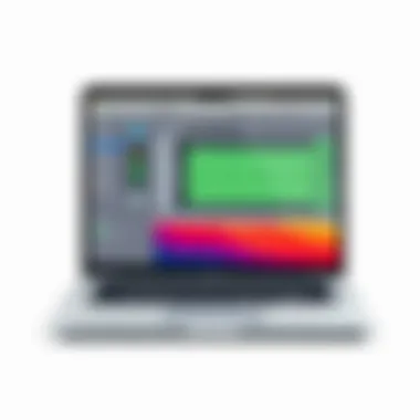 A MacBook displaying a music project in editing software