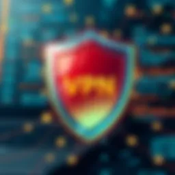 Symbolic representation of online safety with a VPN shield