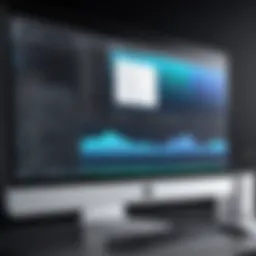 A sleek Mac monitor displaying advanced software features