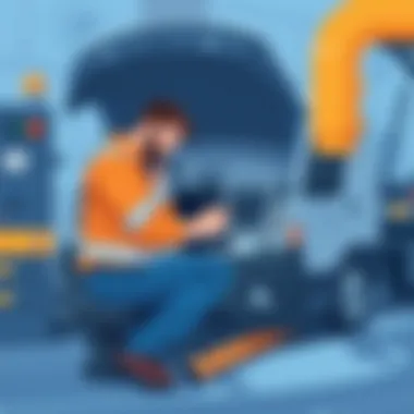 Technician performing maintenance checks on a vehicle